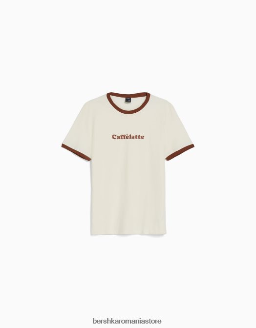 Bershka bărbați tricou cu mânecă scurtă cu potrivire normală imprimat aproape alb Z86D2644 îmbrăcăminte