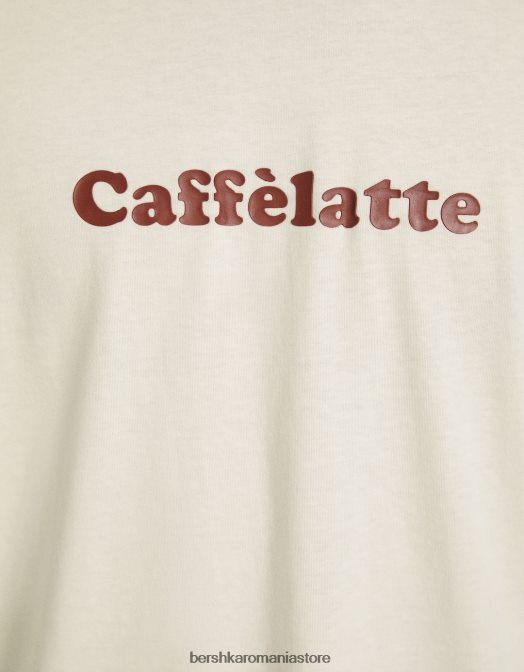 Bershka bărbați tricou cu mânecă scurtă cu potrivire normală imprimat aproape alb Z86D2644 îmbrăcăminte