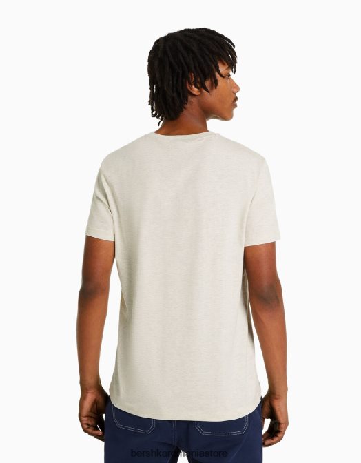 Bershka bărbați tricou cu mânecă scurtă cu potrivire normală imprimat bej Z86D2766 îmbrăcăminte