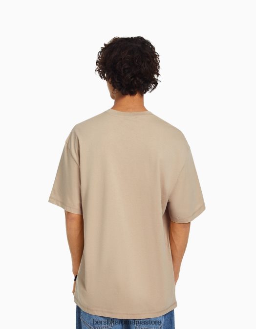 Bershka bărbați tricou cu mânecă scurtă cu potrivire normală imprimat cămilă Z86D2720 îmbrăcăminte