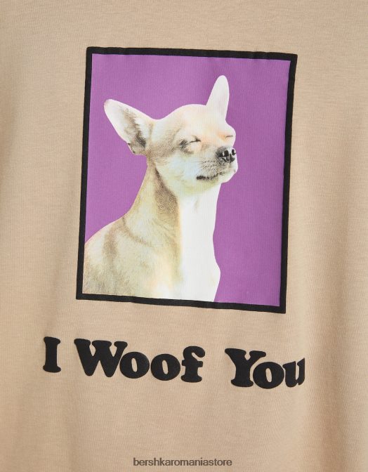 Bershka bărbați tricou cu mânecă scurtă cu potrivire normală imprimat cămilă Z86D2720 îmbrăcăminte