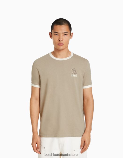 Bershka bărbați tricou cu mânecă scurtă cu potrivire normală imprimat gri Z86D2645 îmbrăcăminte