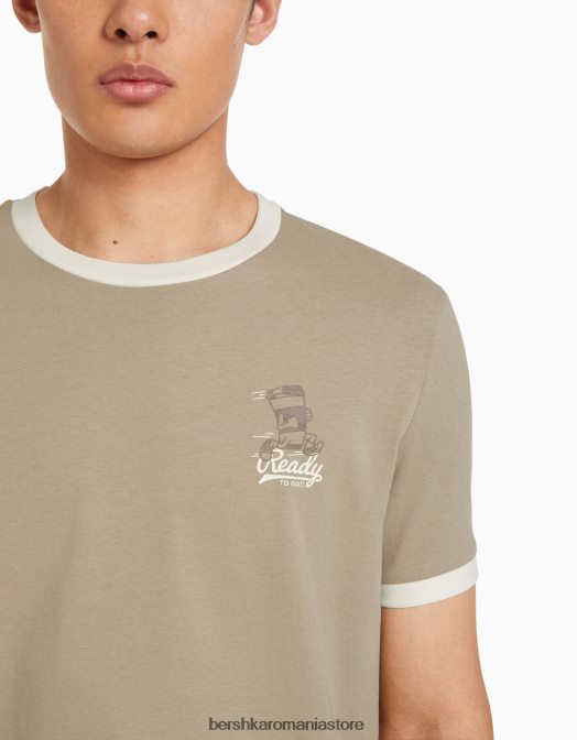 Bershka bărbați tricou cu mânecă scurtă cu potrivire normală imprimat gri Z86D2645 îmbrăcăminte