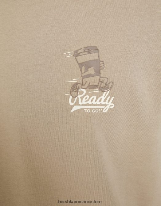 Bershka bărbați tricou cu mânecă scurtă cu potrivire normală imprimat gri Z86D2645 îmbrăcăminte