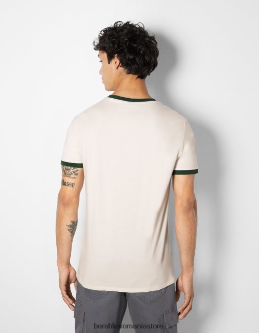 Bershka bărbați tricou cu mânecă scurtă cu potrivire normală imprimat verde Z86D2672 îmbrăcăminte