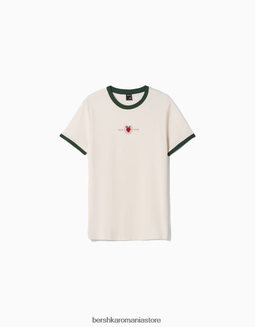 Bershka bărbați tricou cu mânecă scurtă cu potrivire normală imprimat verde Z86D2672 îmbrăcăminte