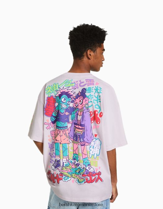 Bershka bărbați tricou cu mânecă scurtă extra-larg, cu imprimeu exclusiv Z86D2608 îmbrăcăminte