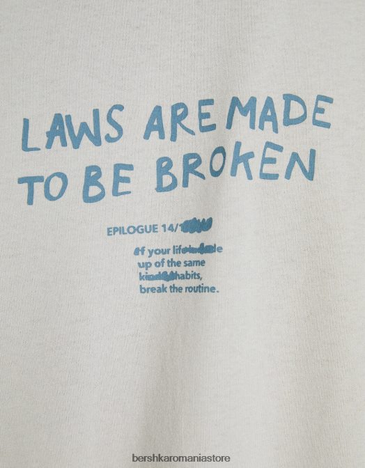 Bershka bărbați tricou cu mânecă scurtă în formă boxy, cu inscripții piatră Z86D2761 îmbrăcăminte