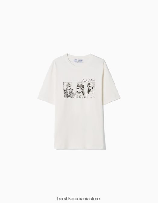Bershka bărbați tricou cu mânecă scurtă, în formă boxy, kurt kobain alb Z86D2698 îmbrăcăminte