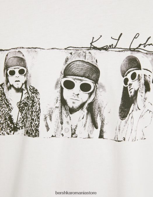 Bershka bărbați tricou cu mânecă scurtă, în formă boxy, kurt kobain alb Z86D2698 îmbrăcăminte
