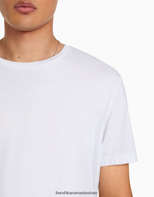 Bershka bărbați tricou cu mânecă scurtă, în formă regulată alb Z86D3449 îmbrăcăminte