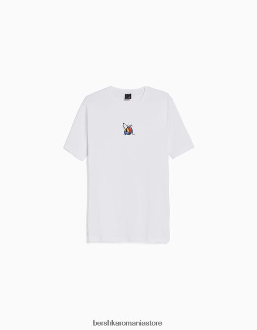 Bershka bărbați tricou cu mânecă scurtă, în formă regulată alb Z86D3449 îmbrăcăminte