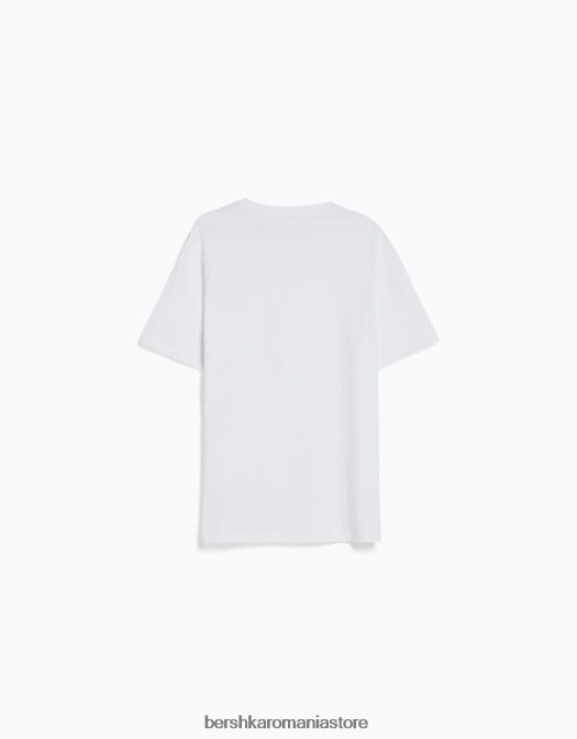 Bershka bărbați tricou cu mânecă scurtă, în formă regulată alb Z86D3449 îmbrăcăminte