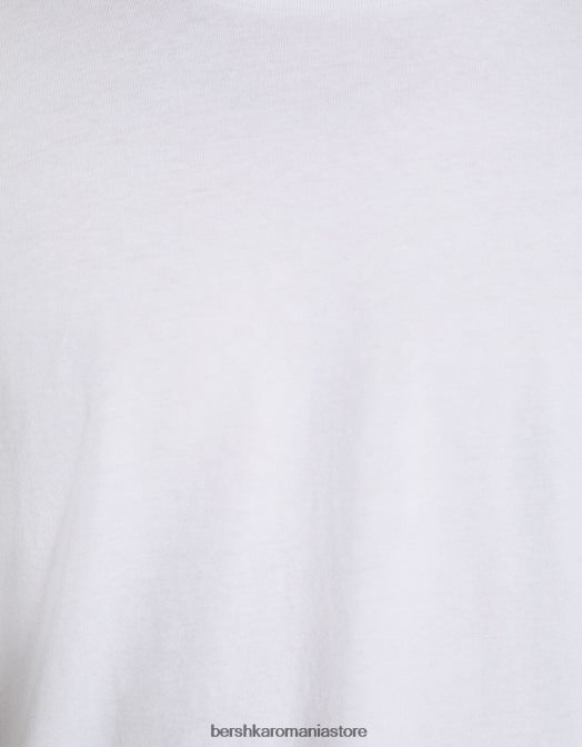 Bershka bărbați tricou cu mânecă scurtă, în formă regulată alb Z86D3449 îmbrăcăminte