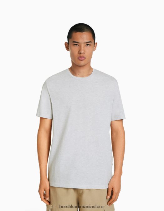 Bershka bărbați tricou cu mânecă scurtă, în formă regulată gri Z86D2793 îmbrăcăminte