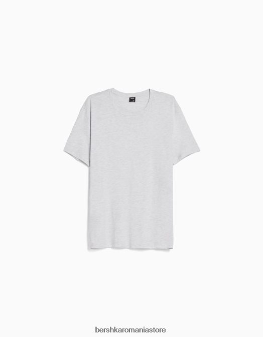 Bershka bărbați tricou cu mânecă scurtă, în formă regulată gri Z86D2793 îmbrăcăminte