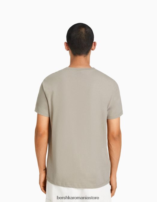 Bershka bărbați tricou cu mânecă scurtă, în formă regulată gri Z86D2795 îmbrăcăminte