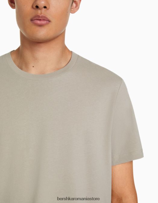 Bershka bărbați tricou cu mânecă scurtă, în formă regulată gri Z86D2795 îmbrăcăminte