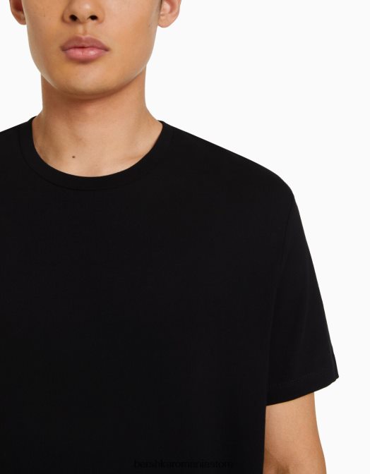 Bershka bărbați tricou cu mânecă scurtă, în formă regulată negru Z86D2797 îmbrăcăminte
