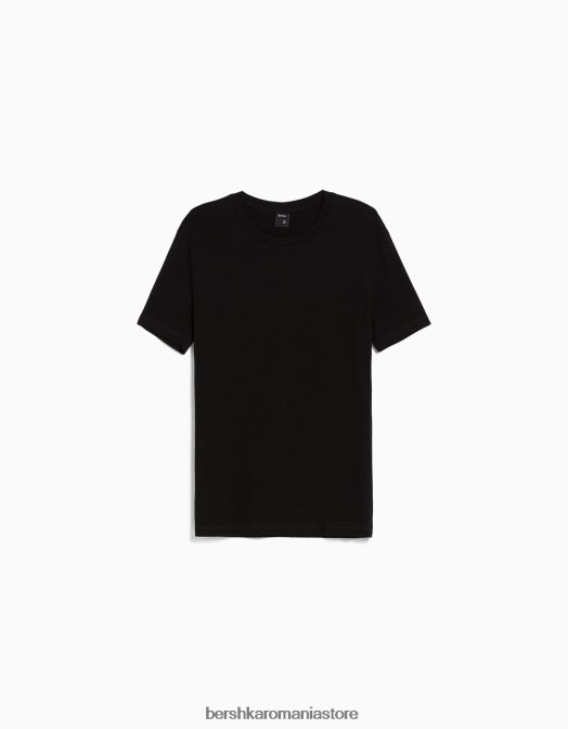 Bershka bărbați tricou cu mânecă scurtă, în formă regulată negru Z86D2797 îmbrăcăminte