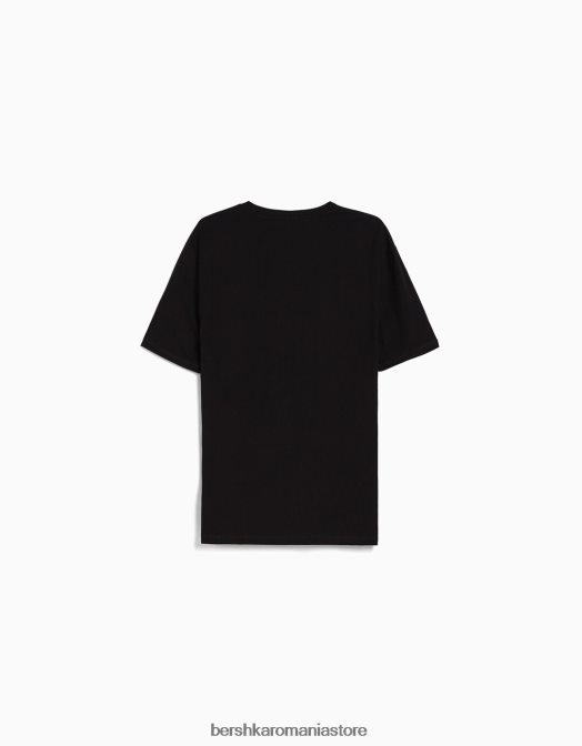 Bershka bărbați tricou cu mânecă scurtă, în formă regulată negru Z86D2797 îmbrăcăminte