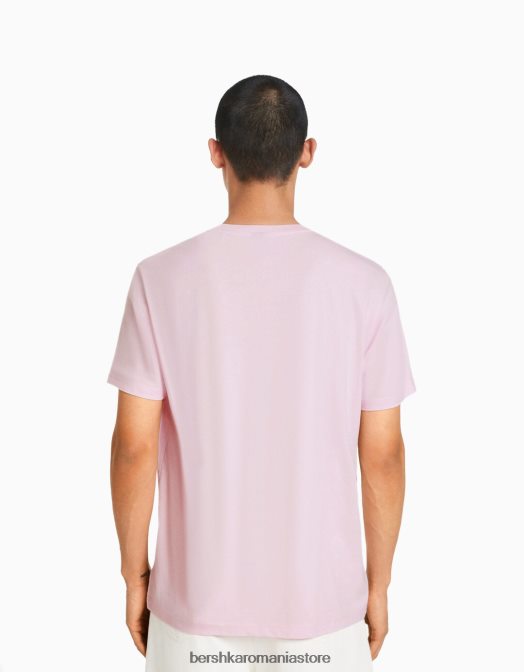 Bershka bărbați tricou cu mânecă scurtă, în formă regulată roz Z86D2794 îmbrăcăminte