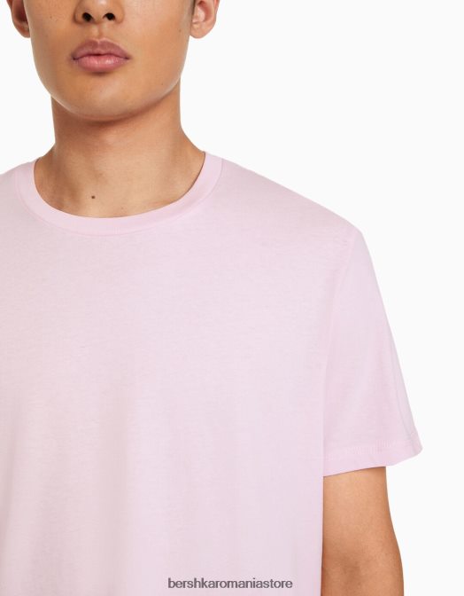 Bershka bărbați tricou cu mânecă scurtă, în formă regulată roz Z86D2794 îmbrăcăminte