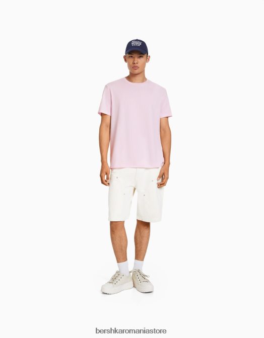 Bershka bărbați tricou cu mânecă scurtă, în formă regulată roz Z86D2794 îmbrăcăminte