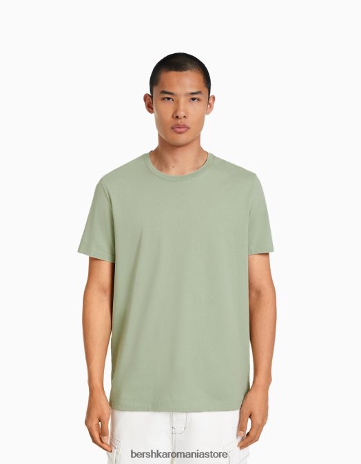 Bershka bărbați tricou cu mânecă scurtă, în formă regulată verde Z86D2796 îmbrăcăminte