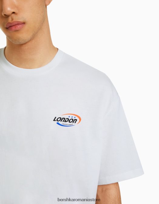 Bershka bărbați tricou cu mânecă scurtă, retro sport, cu croială boxy alb Z86D2637 îmbrăcăminte