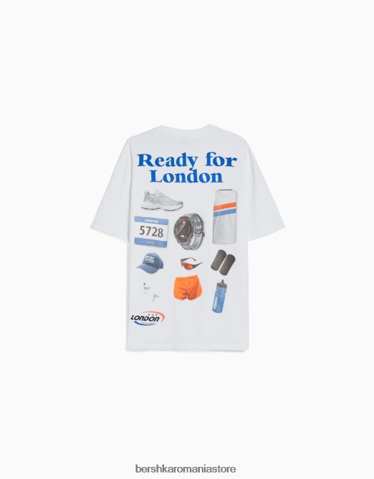 Bershka bărbați tricou cu mânecă scurtă, retro sport, cu croială boxy alb Z86D2637 îmbrăcăminte