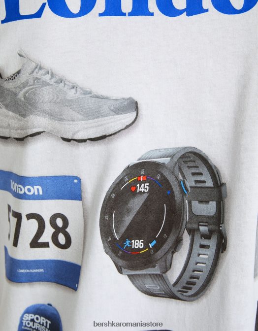 Bershka bărbați tricou cu mânecă scurtă, retro sport, cu croială boxy alb Z86D2637 îmbrăcăminte