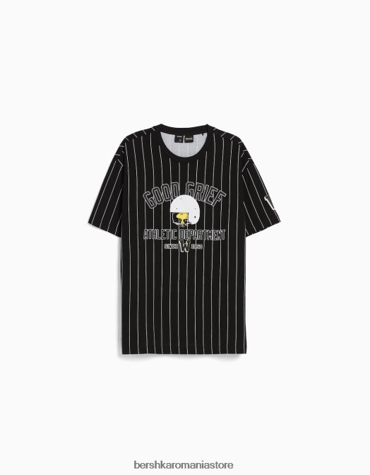 Bershka bărbați tricou cu mânecă scurtă snoopy boxy fit negru Z86D2754 îmbrăcăminte