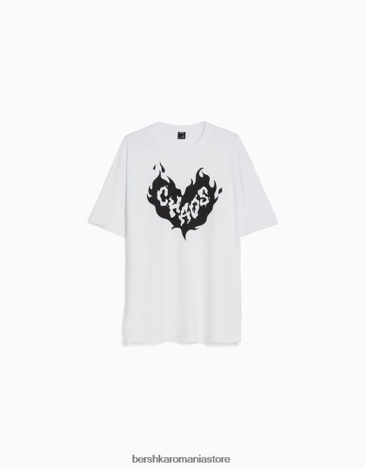 Bershka bărbați tricou cu mânecă scurtă, tip boxy alb Z86D2610 îmbrăcăminte