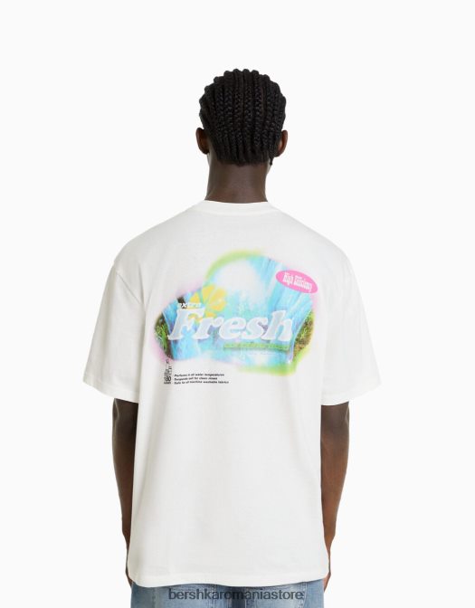 Bershka bărbați tricou cu mânecă scurtă, tip boxy alb Z86D2824 îmbrăcăminte