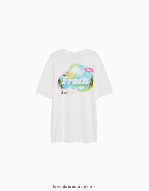 Bershka bărbați tricou cu mânecă scurtă, tip boxy alb Z86D2824 îmbrăcăminte