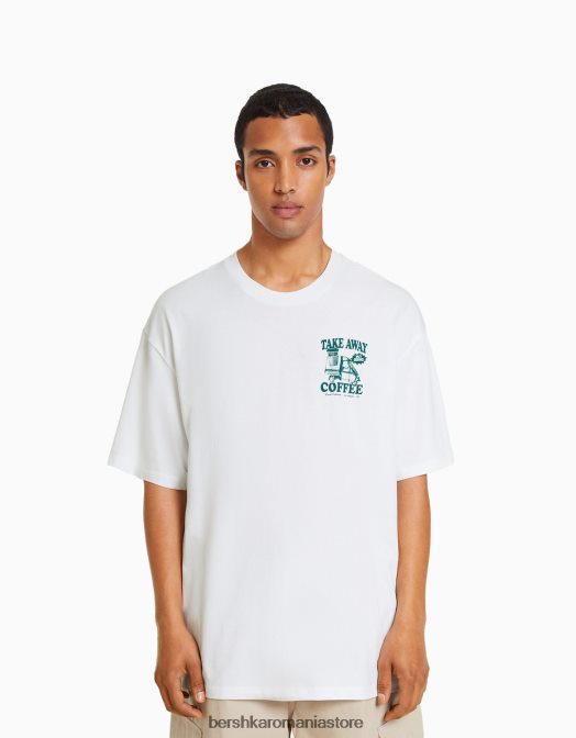 Bershka bărbați tricou cu mânecă scurtă, tip boxy alb Z86D2850 îmbrăcăminte