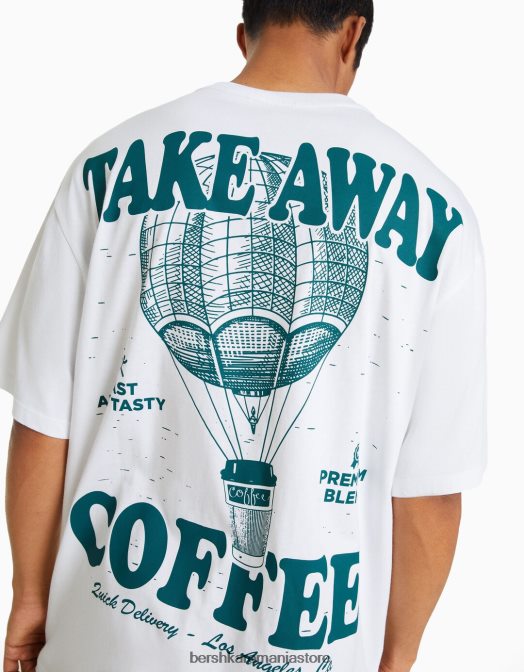 Bershka bărbați tricou cu mânecă scurtă, tip boxy alb Z86D2850 îmbrăcăminte