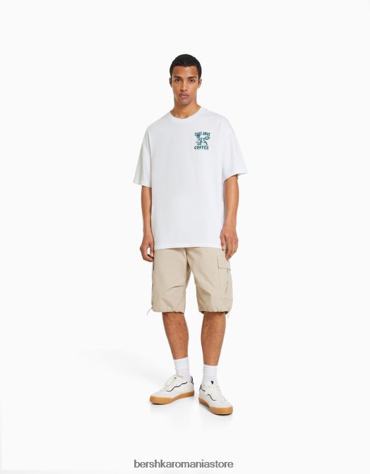 Bershka bărbați tricou cu mânecă scurtă, tip boxy alb Z86D2850 îmbrăcăminte