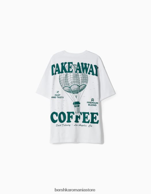 Bershka bărbați tricou cu mânecă scurtă, tip boxy alb Z86D2850 îmbrăcăminte