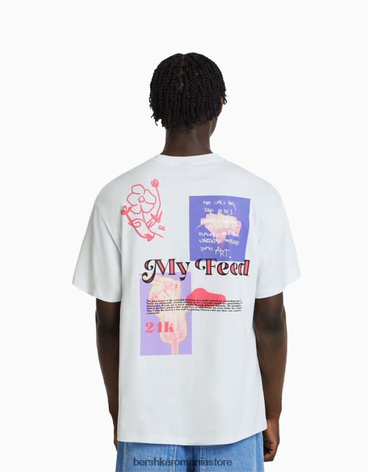 Bershka bărbați tricou cu mânecă scurtă, tip boxy albastru deschis Z86D2806 îmbrăcăminte