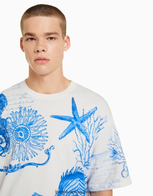 Bershka bărbați tricou cu mânecă scurtă, tip boxy aproape alb Z86D2696 îmbrăcăminte