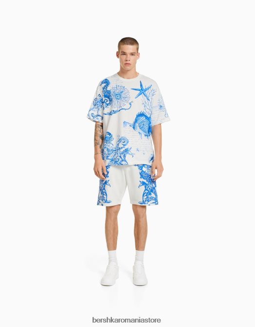 Bershka bărbați tricou cu mânecă scurtă, tip boxy aproape alb Z86D2696 îmbrăcăminte