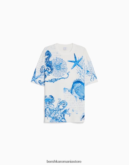 Bershka bărbați tricou cu mânecă scurtă, tip boxy aproape alb Z86D2696 îmbrăcăminte