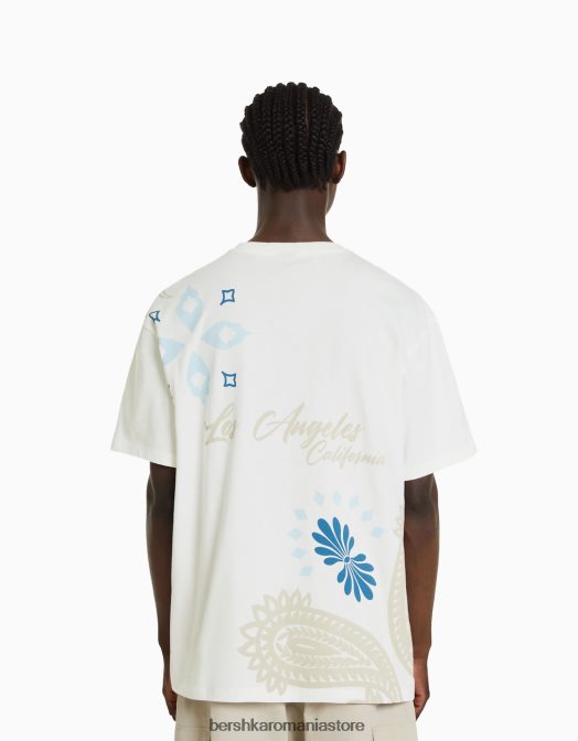 Bershka bărbați tricou cu mânecă scurtă, tip boxy aproape alb Z86D2704 îmbrăcăminte