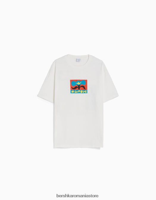 Bershka bărbați tricou cu mânecă scurtă, tip boxy aproape alb Z86D2710 îmbrăcăminte