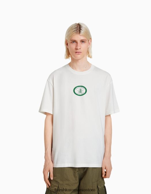 Bershka bărbați tricou cu mânecă scurtă, tip boxy aproape alb Z86D2777 îmbrăcăminte