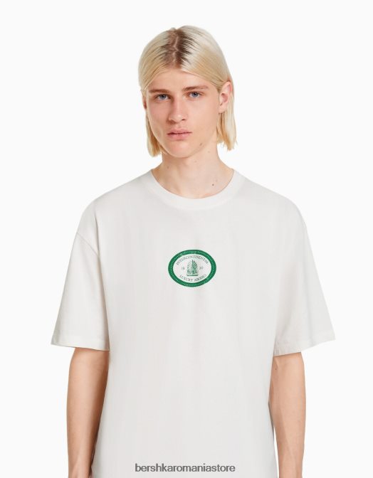 Bershka bărbați tricou cu mânecă scurtă, tip boxy aproape alb Z86D2777 îmbrăcăminte