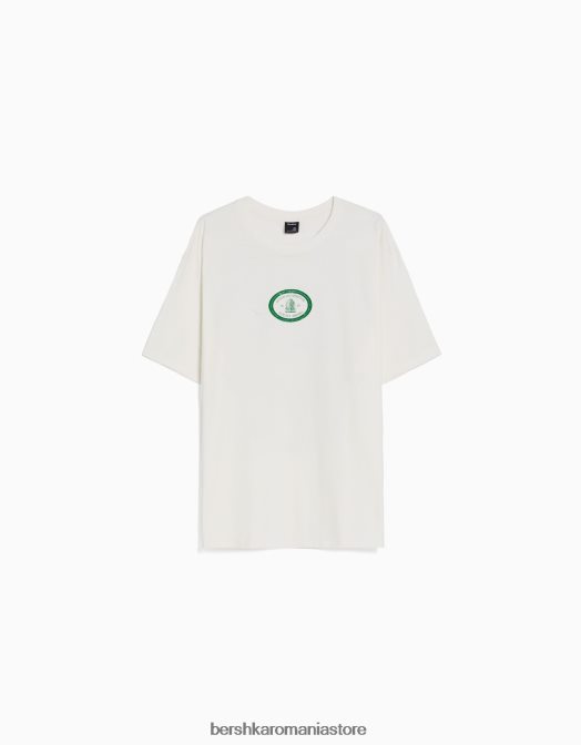 Bershka bărbați tricou cu mânecă scurtă, tip boxy aproape alb Z86D2777 îmbrăcăminte