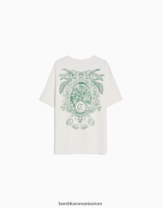 Bershka bărbați tricou cu mânecă scurtă, tip boxy aproape alb Z86D2777 îmbrăcăminte